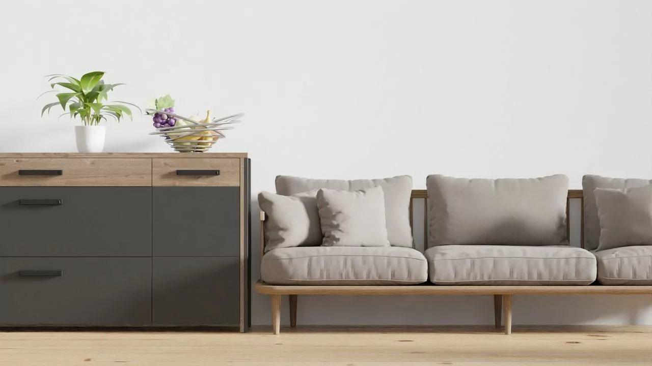 Solid wood coffee table in styled room